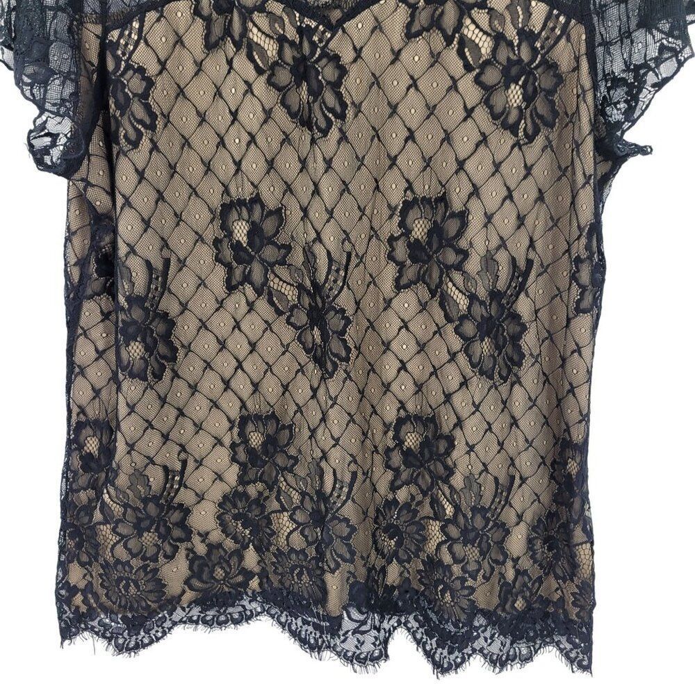 Blouse Womens Plus Sz 2X Black Lace Overlay Illusion Sweetheart Top Night Out - Picture 5 of 9